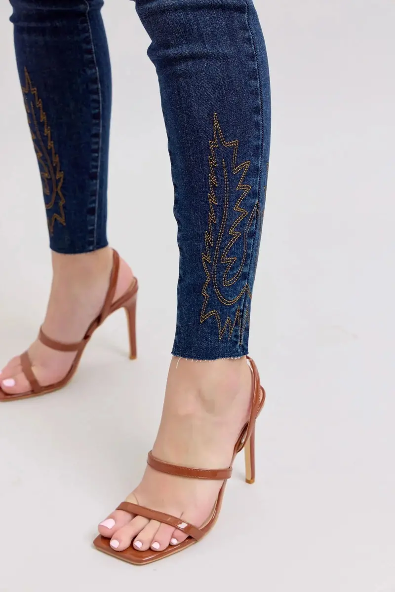 Embroidered High Rise Skinny Judy Blue Jeans Plus Size 5