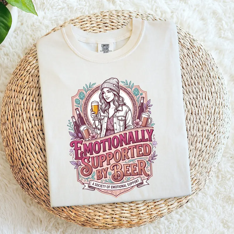 Emotionally Supported By Beer Cotton Tshirt 1