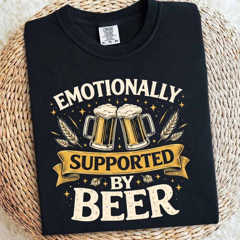 Emotionally Supported By Beer Cotton Tshirt 1