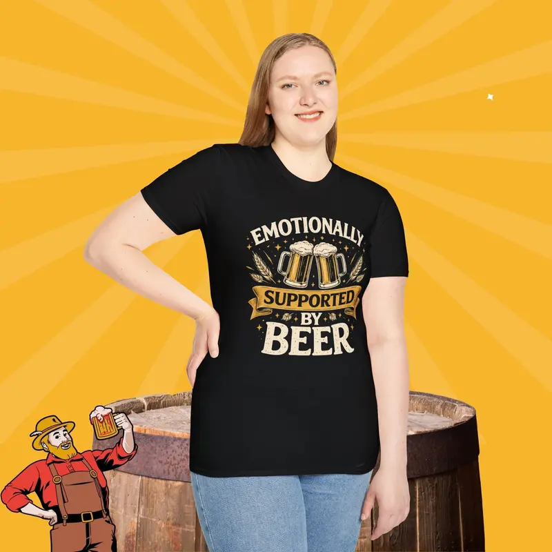 Emotionally Supported By Beer Cotton Tshirt 10