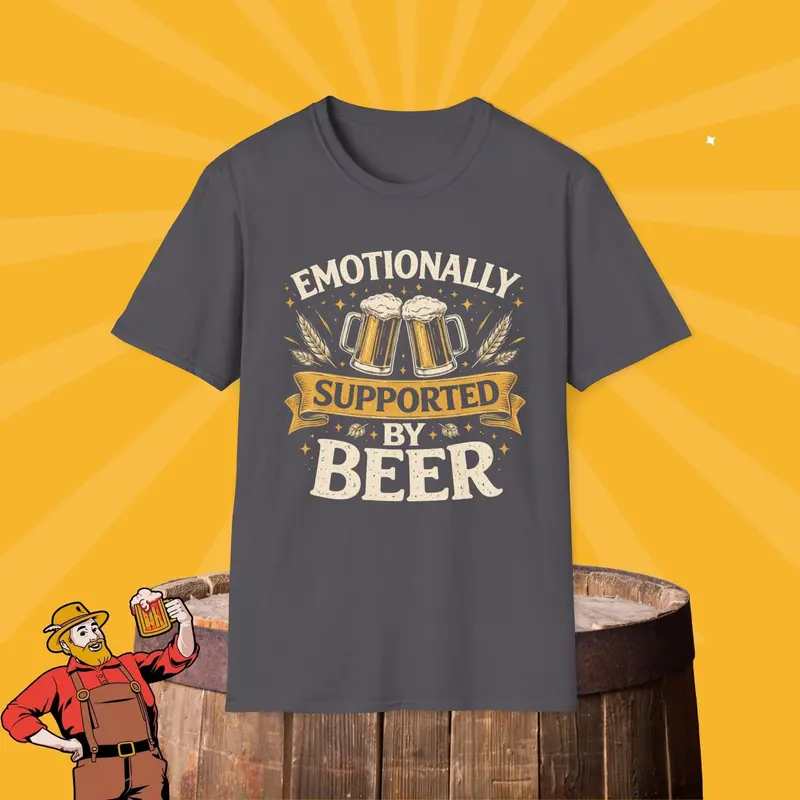 Emotionally Supported By Beer Cotton Tshirt 7