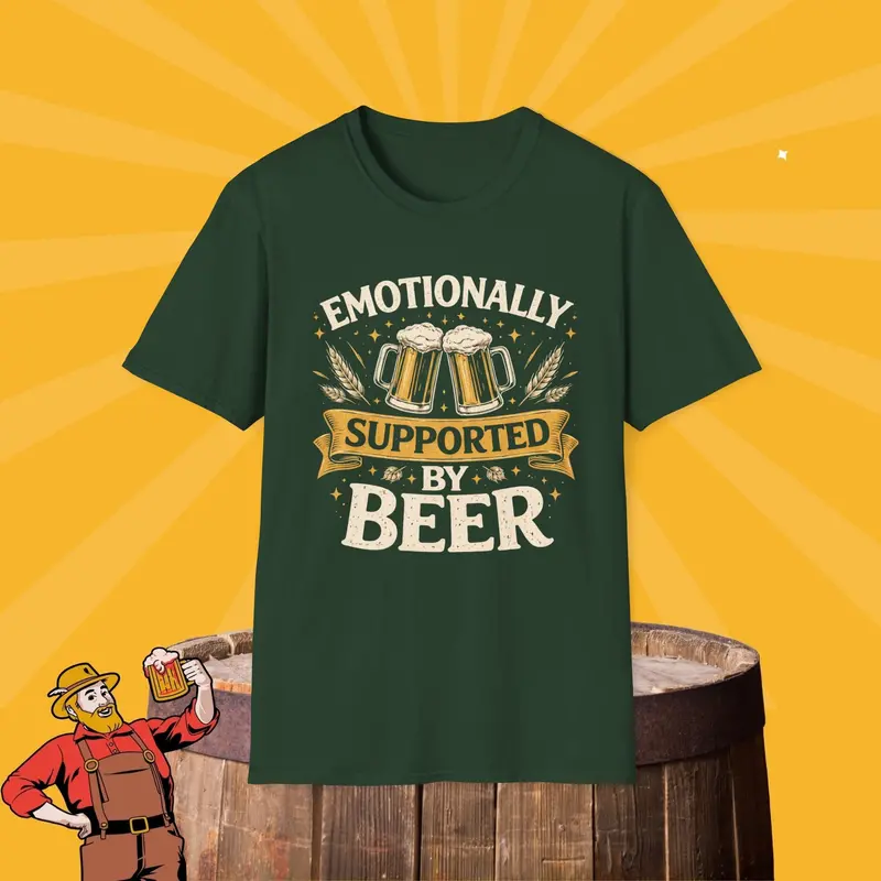 Emotionally Supported By Beer Cotton Tshirt 7