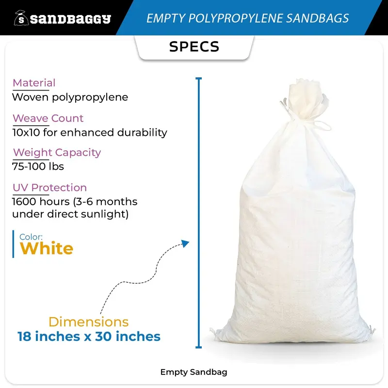 Empty Polypropylene Sandbags - 18" X 30" (Uv Resistant) 2