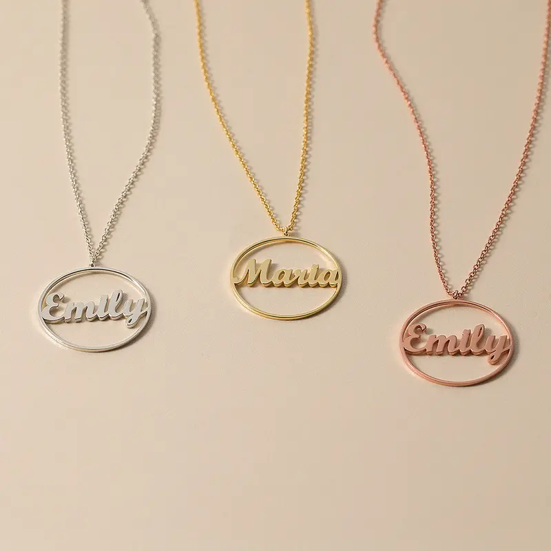 Exaggerated Personality Hollow Circle Customizable Name Design Simple Wind Necklace 1