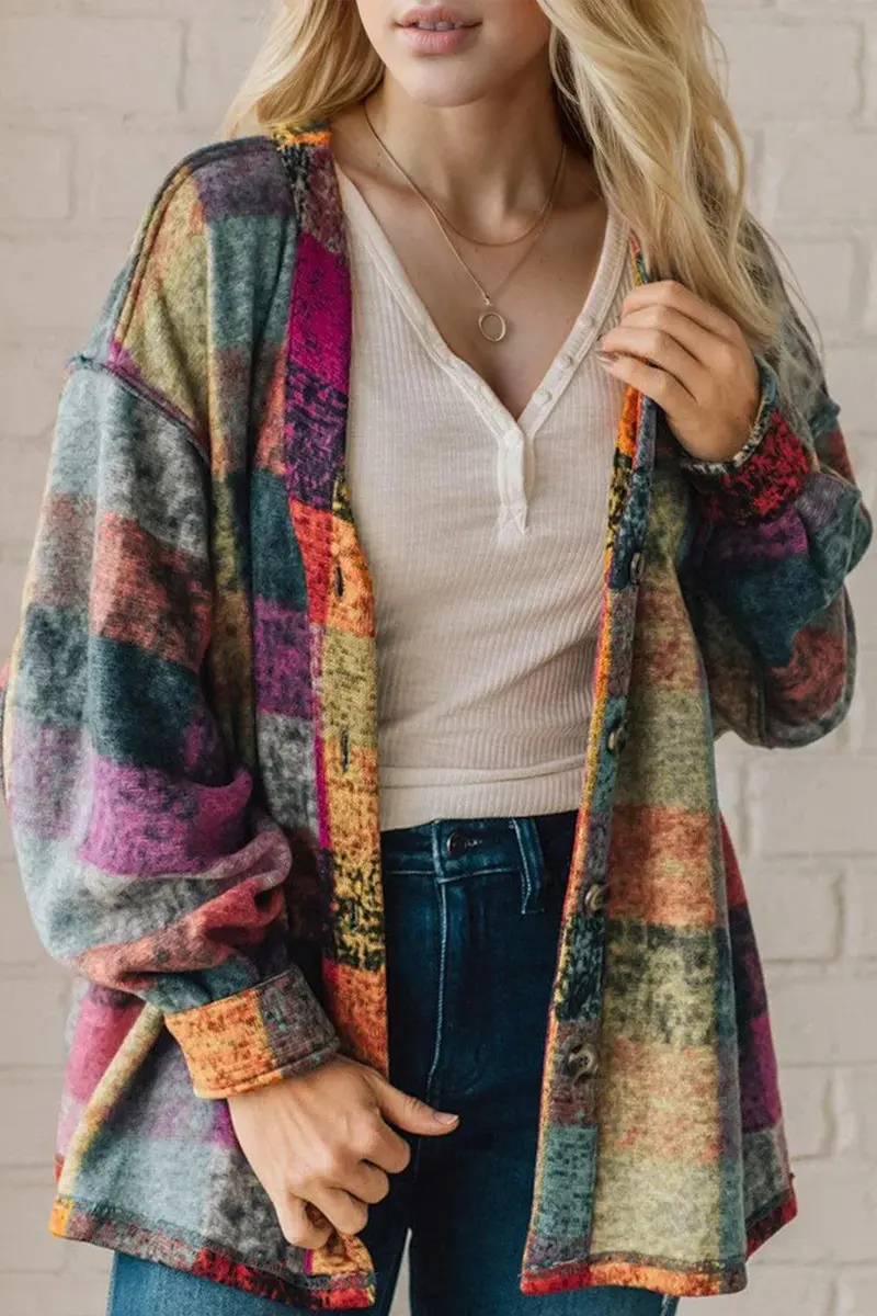 Exposed Seam Button Up Fleece Shacket 1