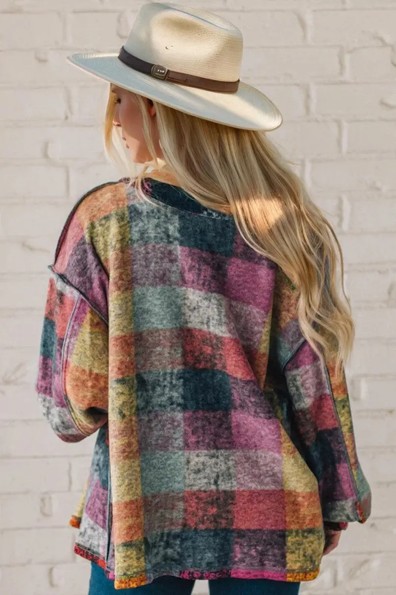 Exposed Seam Button Up Fleece Shacket 2