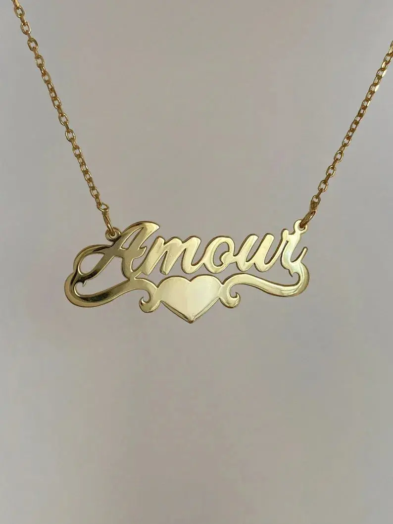Exquisite And Fashionable Necklace With Heart And Customizable Name Design 4
