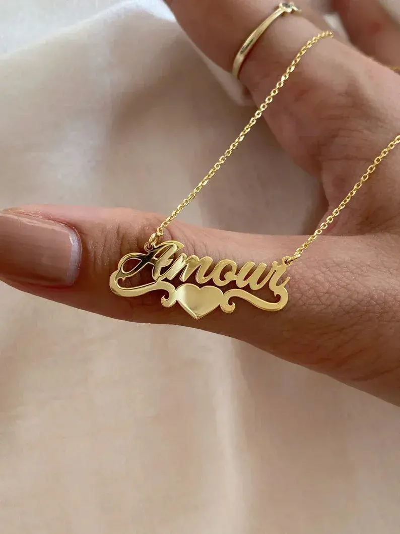 Exquisite And Fashionable Necklace With Heart And Customizable Name Design 5
