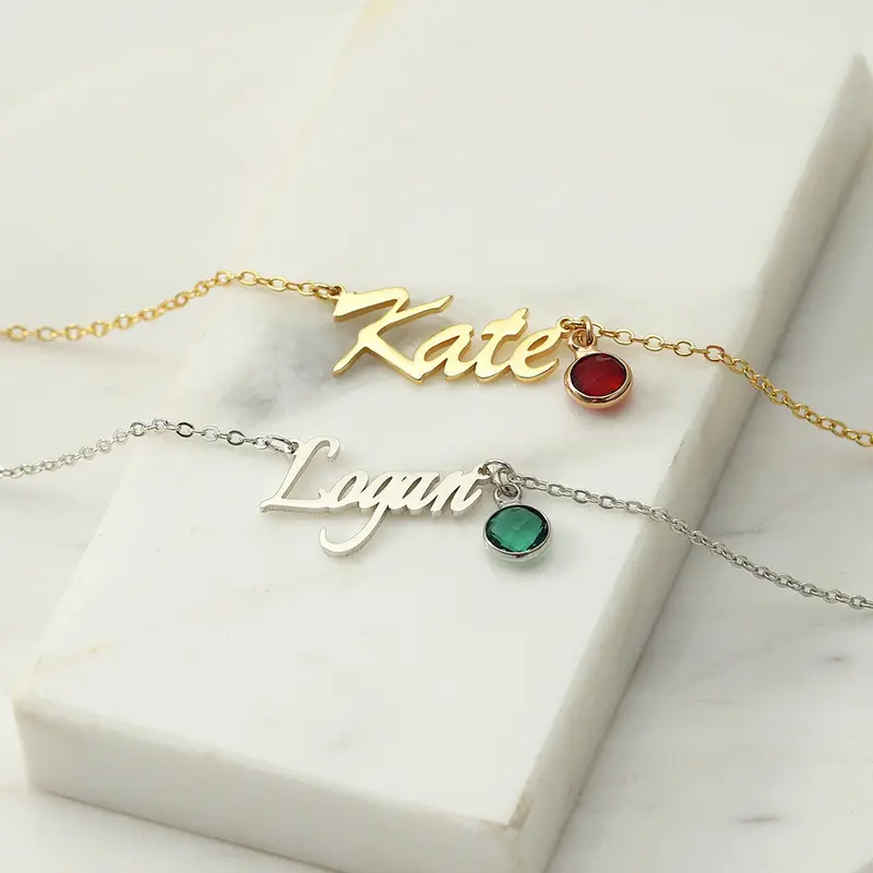 Exquisite And Simple Customizable Name With Star Stone Design All-Match Necklace 1