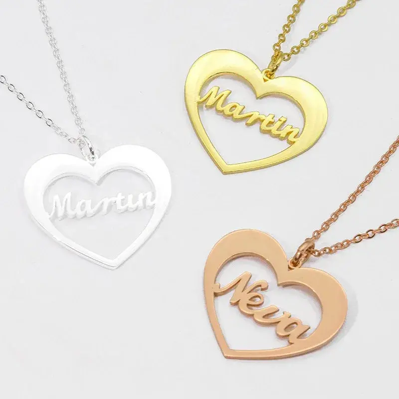 Exquisite And Unique Necklace With Hollow Heart And Customizable Name Design 1