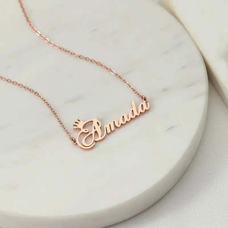 Exquisite Dazzling Crown With Customizable Name Design Light Luxury Style Necklace 1