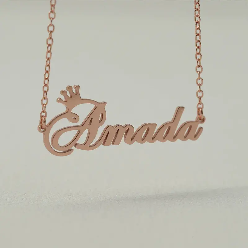 Exquisite Dazzling Crown With Customizable Name Design Light Luxury Style Necklace 2
