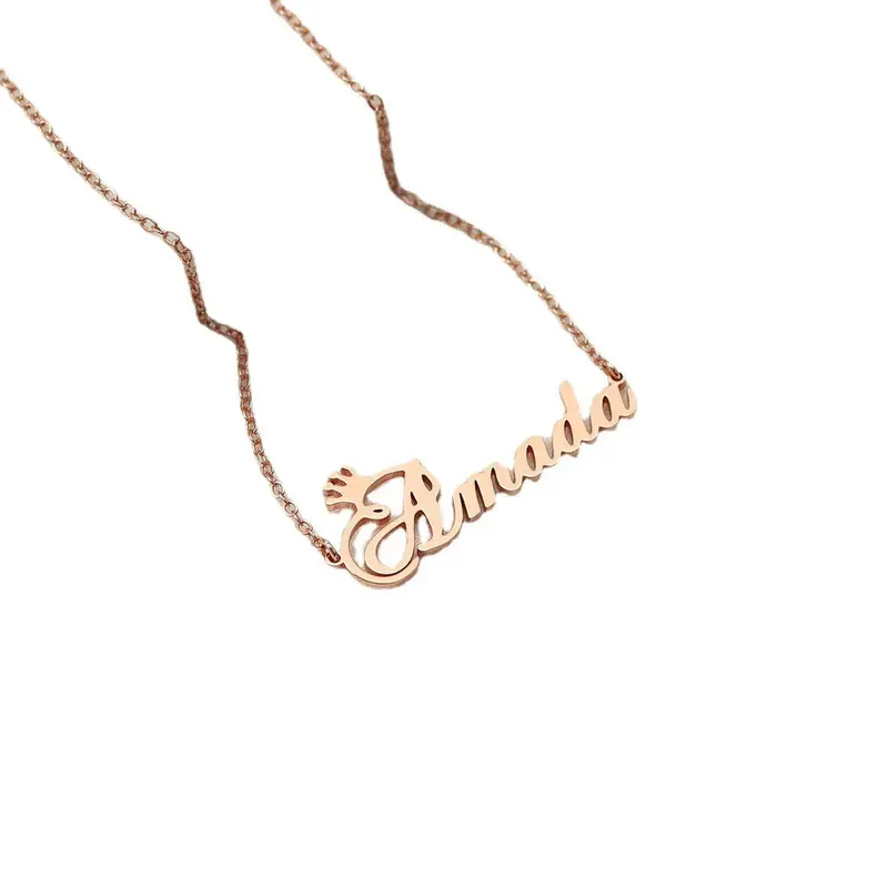 Exquisite Dazzling Crown With Customizable Name Design Light Luxury Style Necklace 4