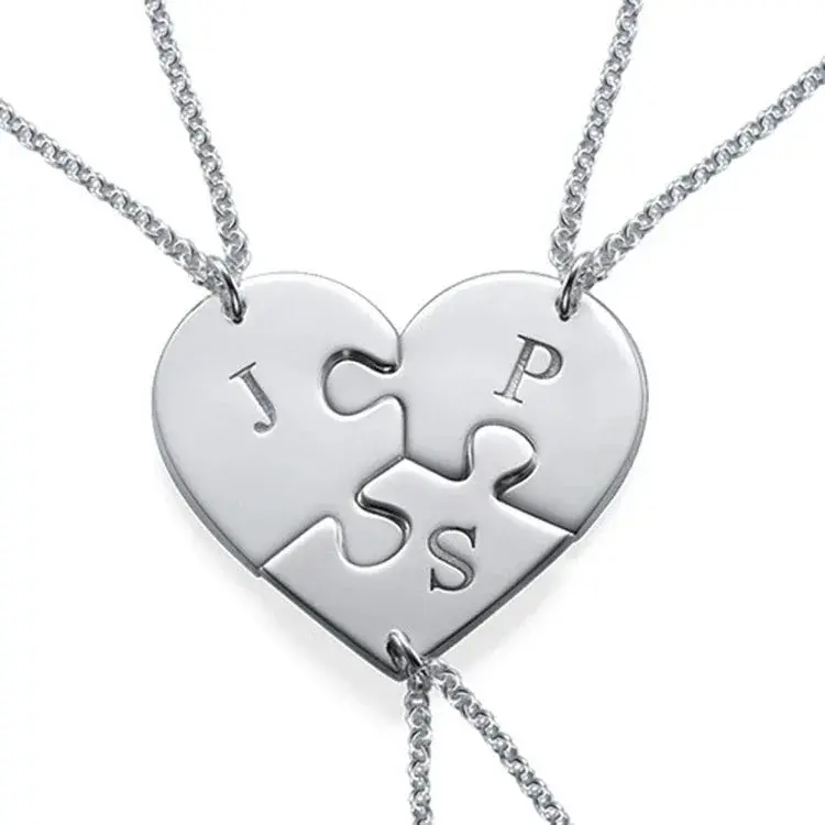 Exquisite Dazzling Puzzle Heart Customizable Name Design Versatile Necklace 1
