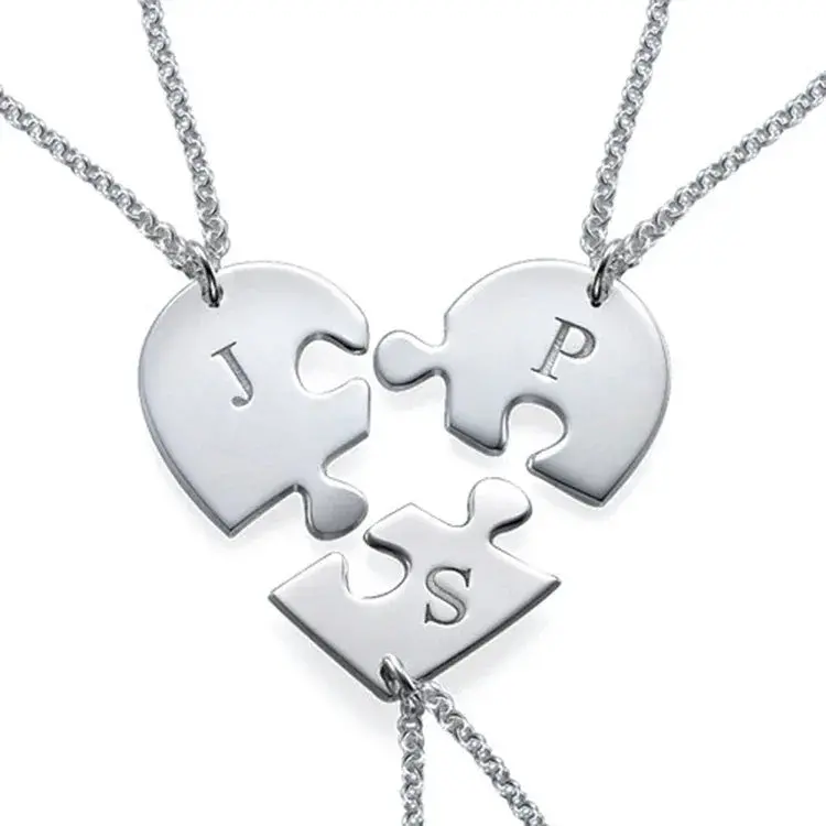 Exquisite Dazzling Puzzle Heart Customizable Name Design Versatile Necklace 3