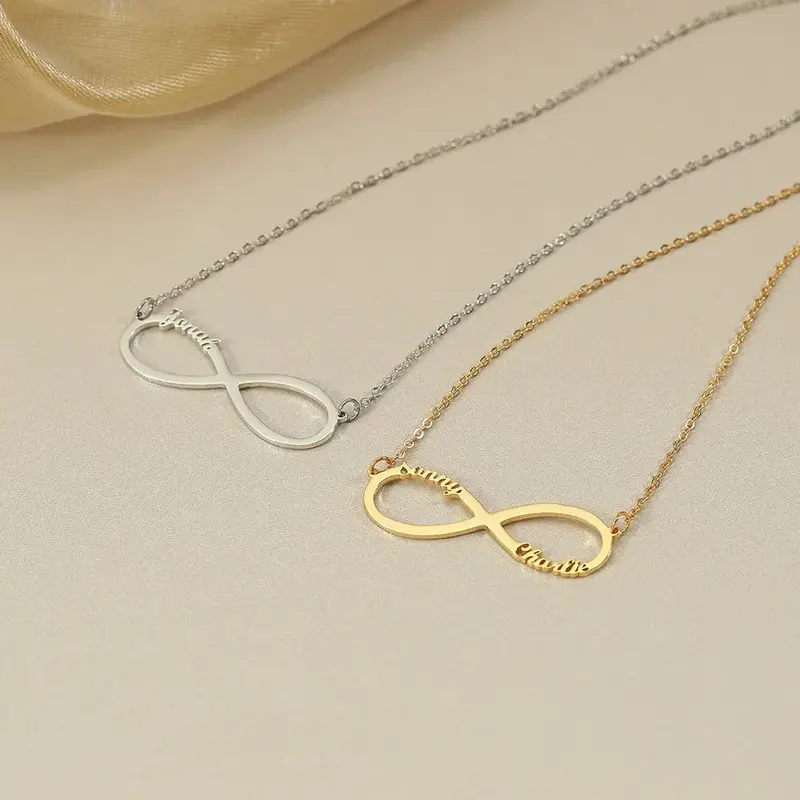 Exquisite Fashion Infinity Loop Design Customizable Name Versatile Necklace 1