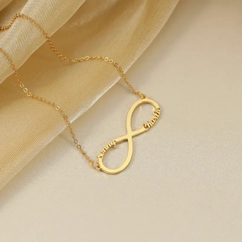 Exquisite Fashion Infinity Loop Design Customizable Name Versatile Necklace 3