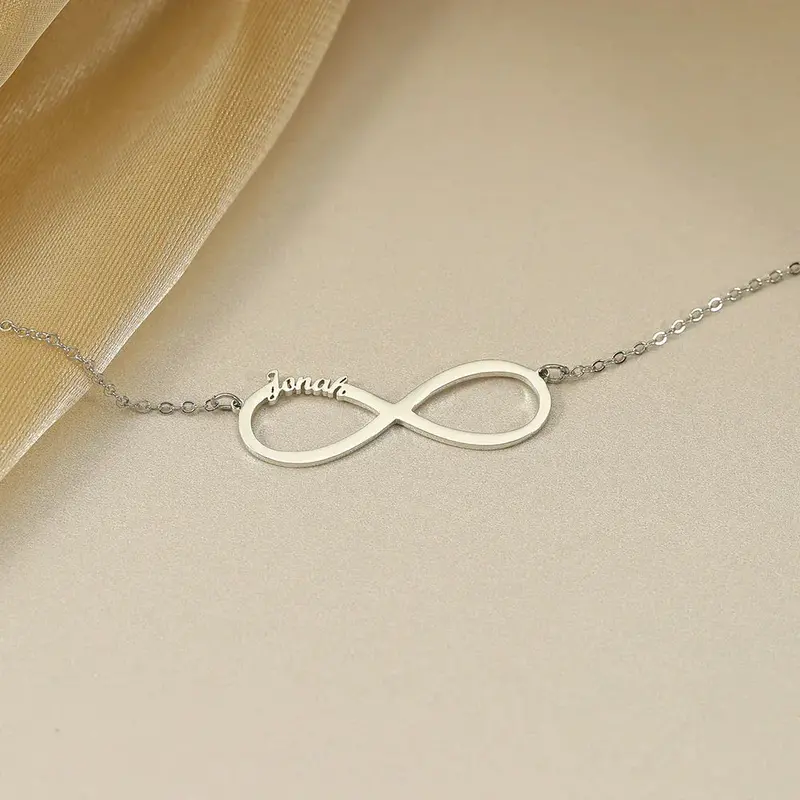 Exquisite Fashion Infinity Loop Design Customizable Name Versatile Necklace 4