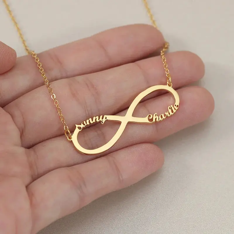 Exquisite Fashion Infinity Loop Design Customizable Name Versatile Necklace 6
