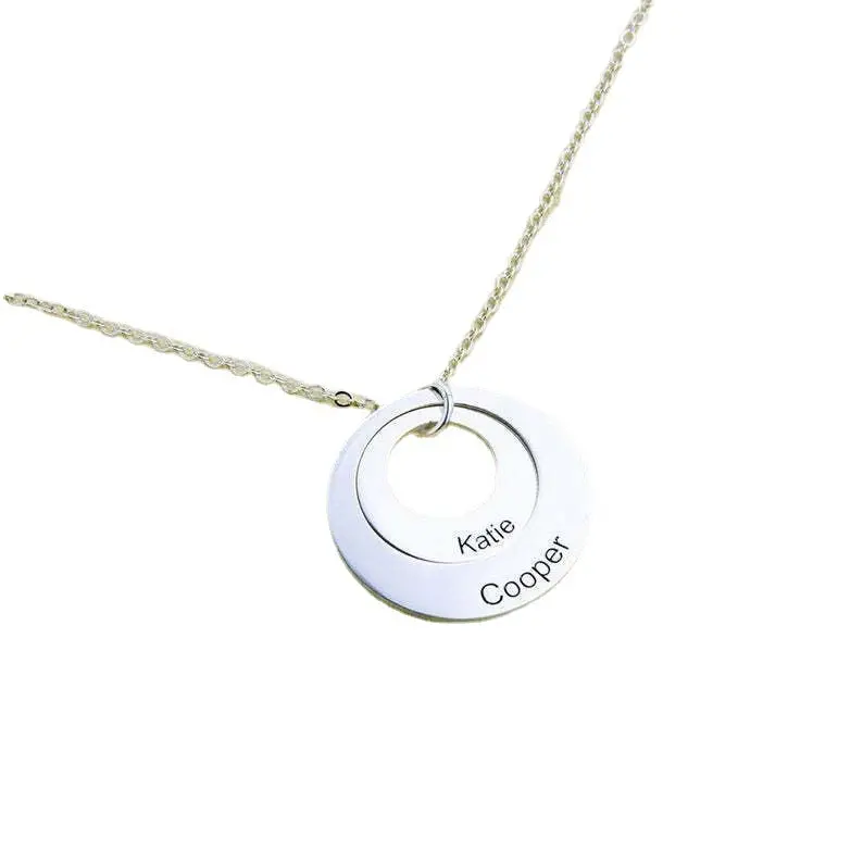 Exquisite Fashion Round Double Stacked Ring Customizable Name Design Versatile Necklace 4