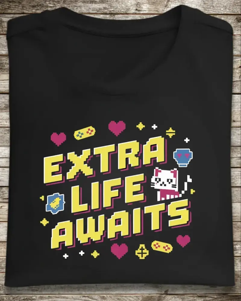 Extra Life Await Retro Cotton Tshirts 1