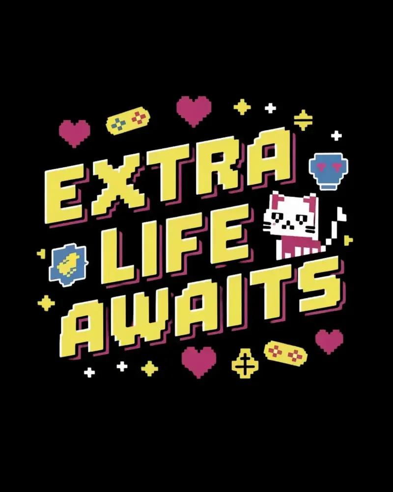 Extra Life Await Retro Cotton Tshirts 2
