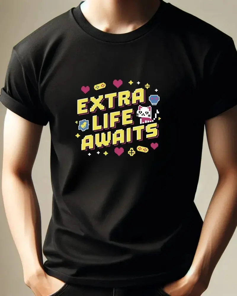 Extra Life Await Retro Cotton Tshirts 4