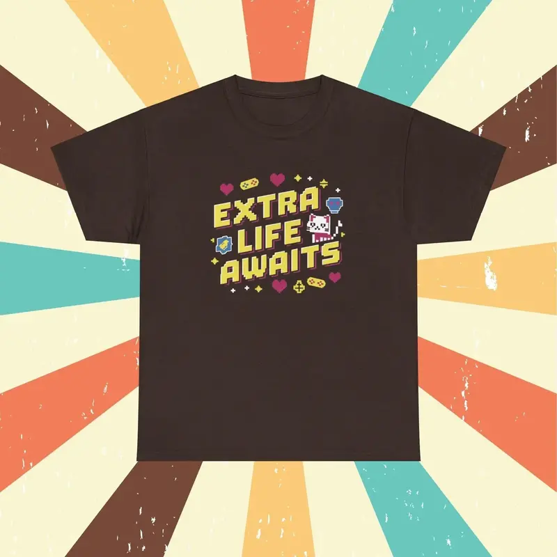 Extra Life Await Retro Cotton Tshirts 6