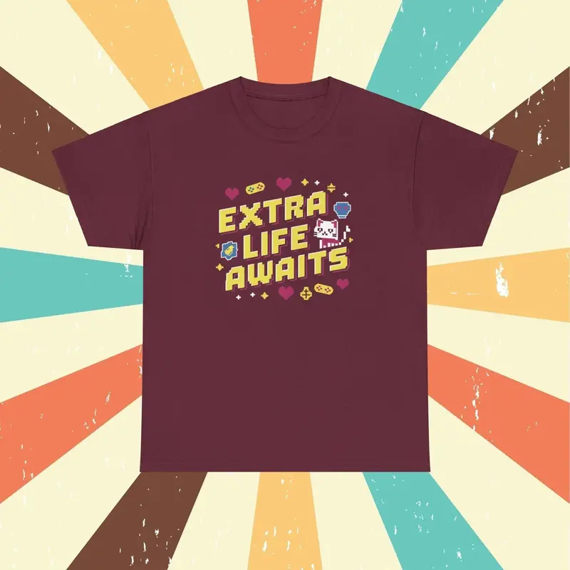 Extra Life Await Retro Cotton Tshirts 7