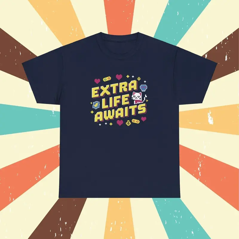 Extra Life Await Retro Cotton Tshirts 8