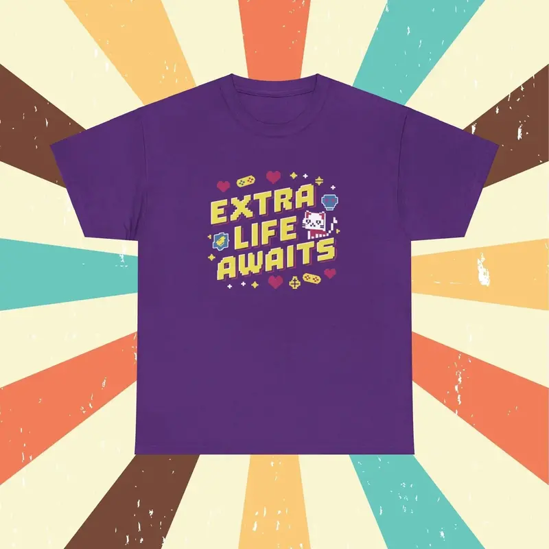 Extra Life Await Retro Cotton Tshirts 9