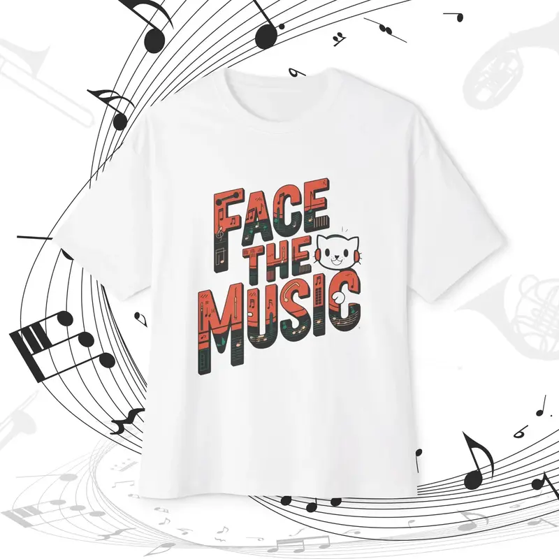 Face The Music Idiom Unisex Oversized Boxy Tshirt 3