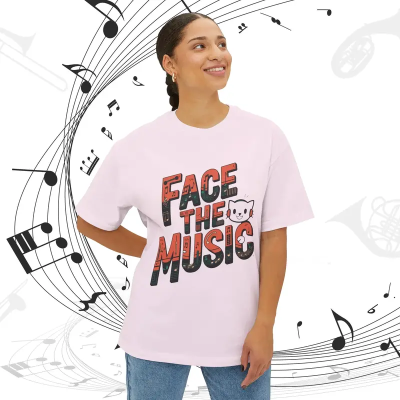 Face The Music Idiom Unisex Oversized Boxy Tshirt 6