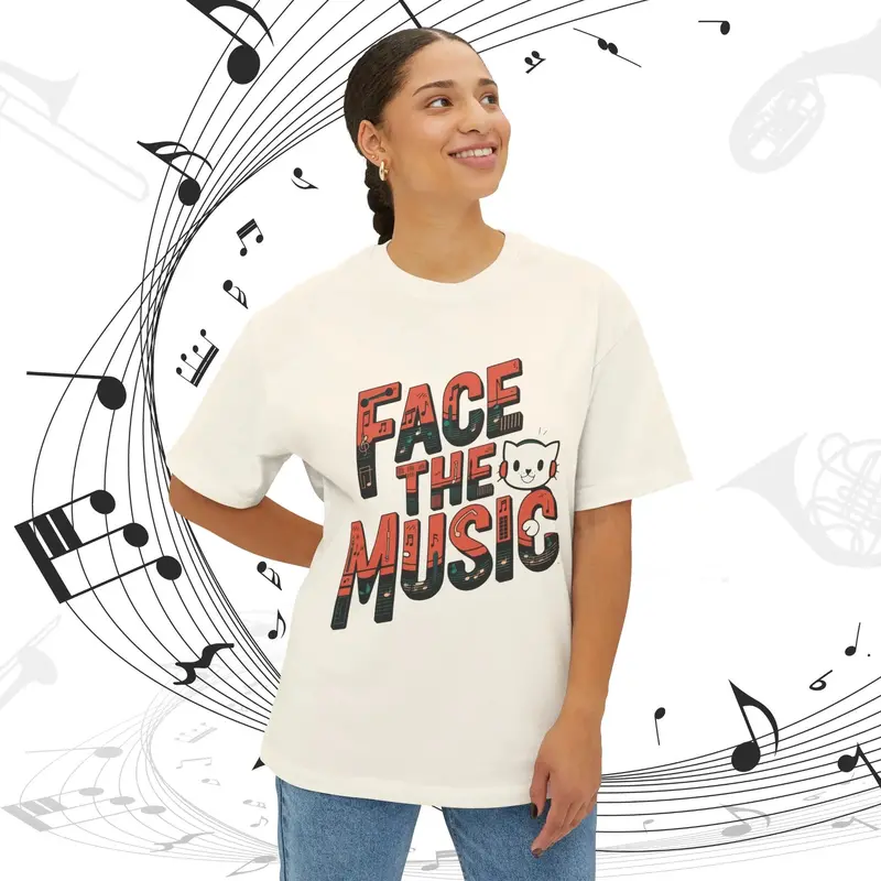 Face The Music Idiom Unisex Oversized Boxy Tshirt 7