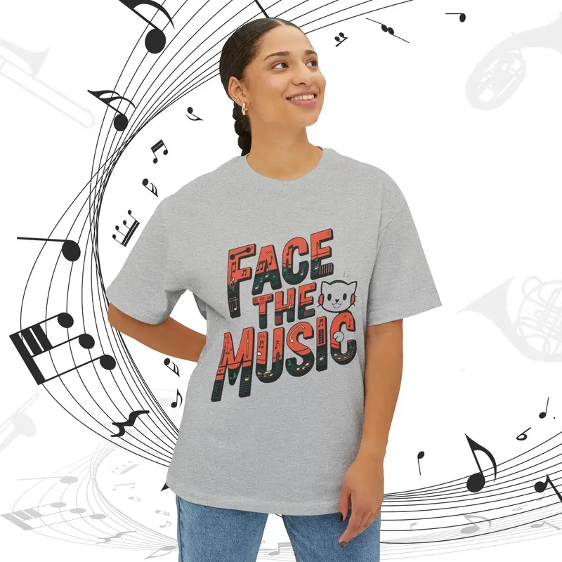 Face The Music Idiom Unisex Oversized Boxy Tshirt 8