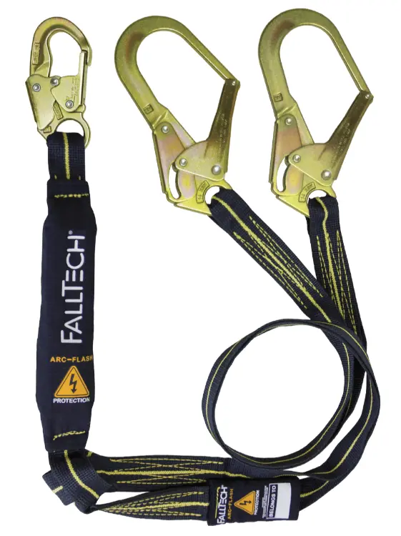 Falltech 6' Arc Flash Energy Absorbing Lanyard, Double-Leg With Steel Connectors #8242Y3af 1