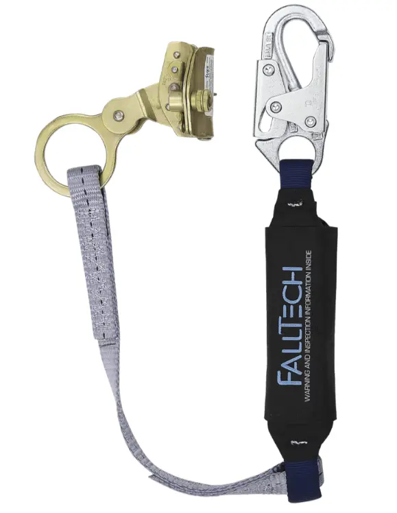 Falltech Hinged Trailing Rope Adjuster With 3' Viewpack® Energy Absorbing Lanyard #8358 (Discontinued) 1