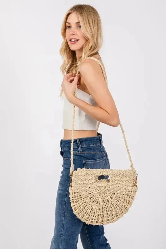 Fame Braided Semi Circle Tote Bag 1