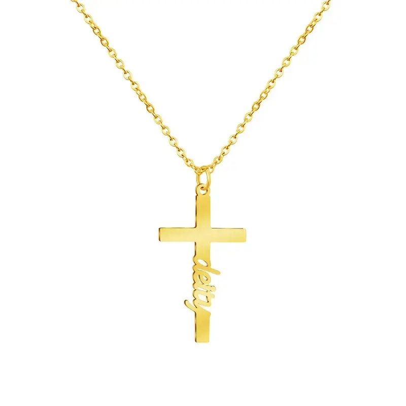 Fashion Creative Cross Customizable Name Pendant Necklace 1