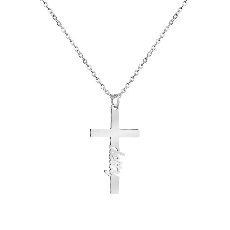 Fashion Creative Cross Customizable Name Pendant Necklace 3