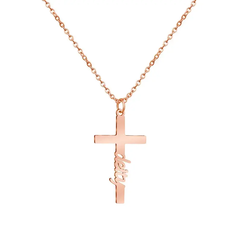 Fashion Creative Cross Customizable Name Pendant Necklace 3