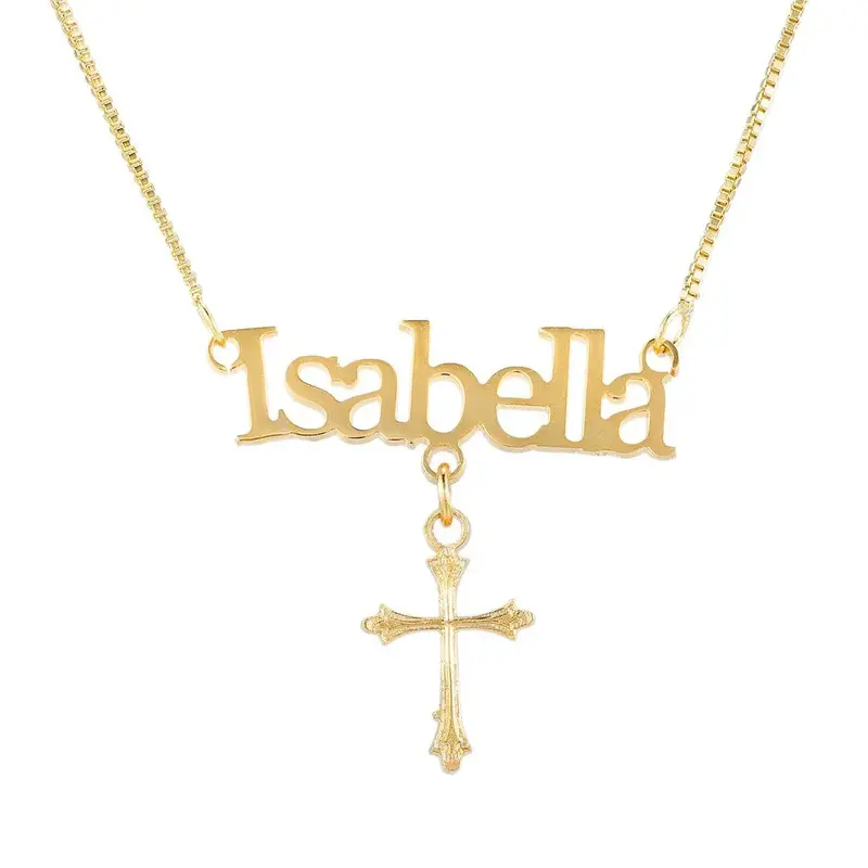 Fashion Simple With Cross Custom Name Necklace 1