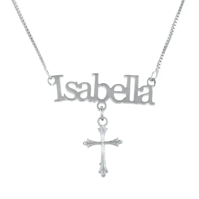 Fashion Simple With Cross Custom Name Necklace 7