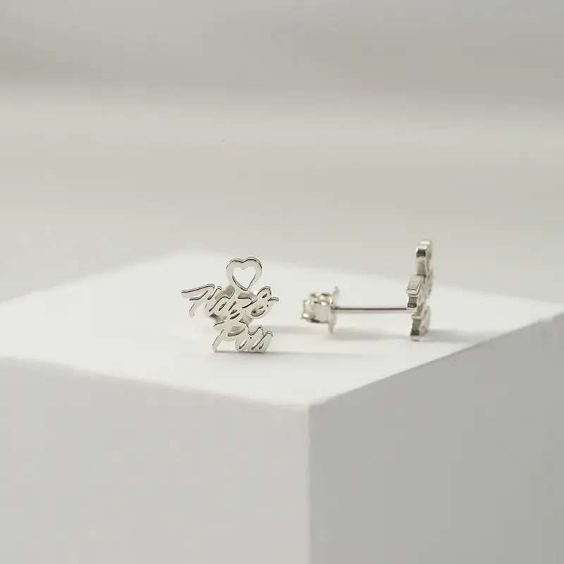 Fashion Trend Heart Shape Matching Customizable Name Design Versatile Earrings 3