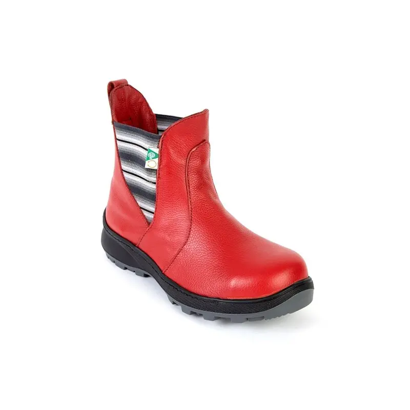 Feather Paris Women's Slip On Steel Toe Safety Boot 140552 - Red 1