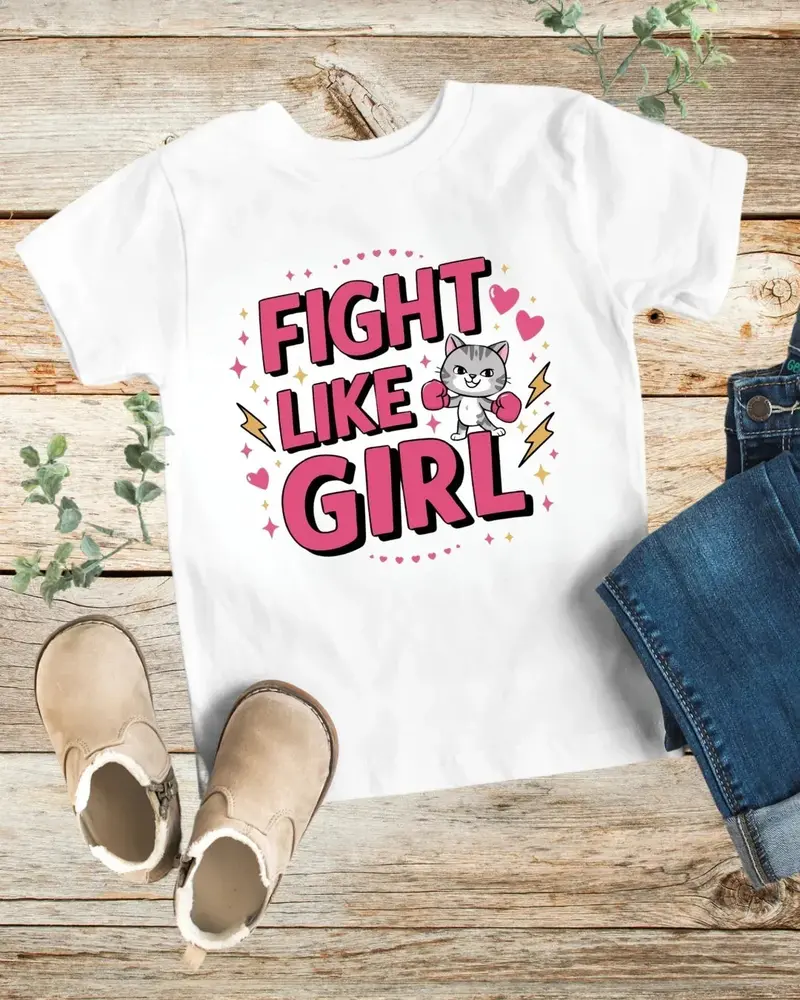 Fight Like Girl Kids Cotton T-Shirt 1