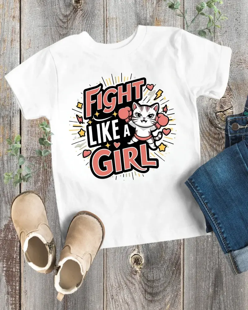 Fight Like Girl Toddler Cotton T-Shirts 1