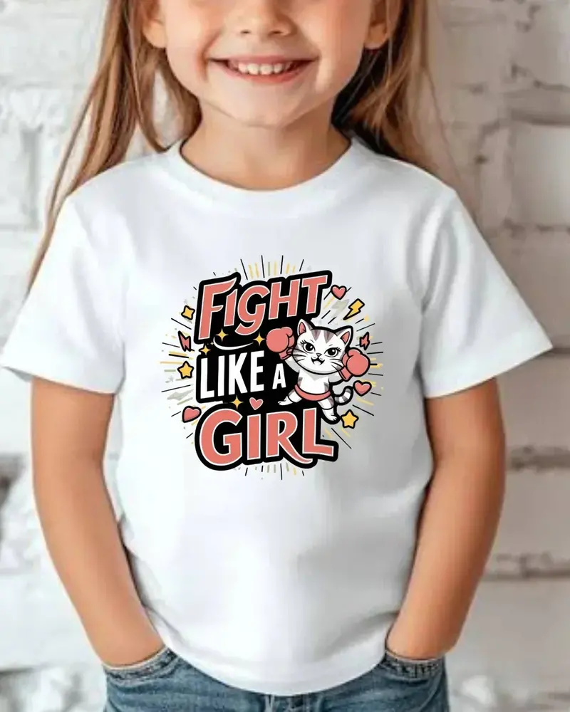 Fight Like Girl Toddler Cotton T-Shirts 3