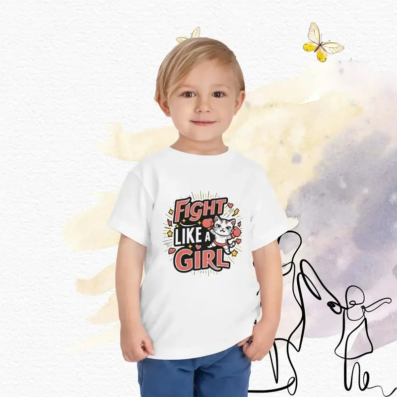 Fight Like Girl Toddler Cotton T-Shirts 4