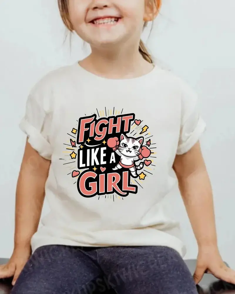 Fight Like Girl Toddler Cotton T-Shirts 5